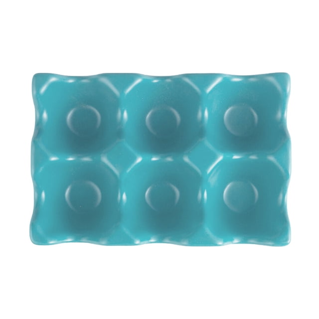 6 Grids Egg Holder Ceramic Anti-Slip Egg Box Refrigerator Shockproof Egg Storage Box (Sky-blue)