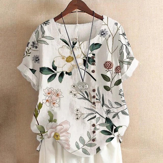 SMihono T-Shirt Surdimensionné pour Femmes Mode Femme Décontracté Col Rond Blouse Imprimée T-Shirt à Manches Courtes Hauts d'Été Hauts Décontractés d'Été pour Femmes
