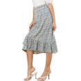 thumbnail image 4 of Unique Bargains Women's Floral Elastic Waist Ruffle High Low Hem Skirts, 4 of 5