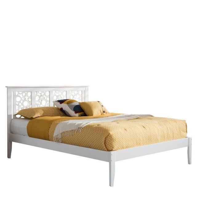 Bowery Hill Contemporary Full Solid Wood Platform Bed in White