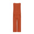 thumbnail image 4 of Mgmyaa Womens Summer 2 Piece Outfits Linen Crop Tank Tops Lounge Matching Sets & Long Track Pants Tracksuits, 4 of 8