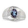 thumbnail image 1 of RYLOS Sterling Silver Ring 8X6MM Oval Gemstone & Diamond Unisex Rings Alexandrite June Birthstone Ring Size 11, 1 of 7