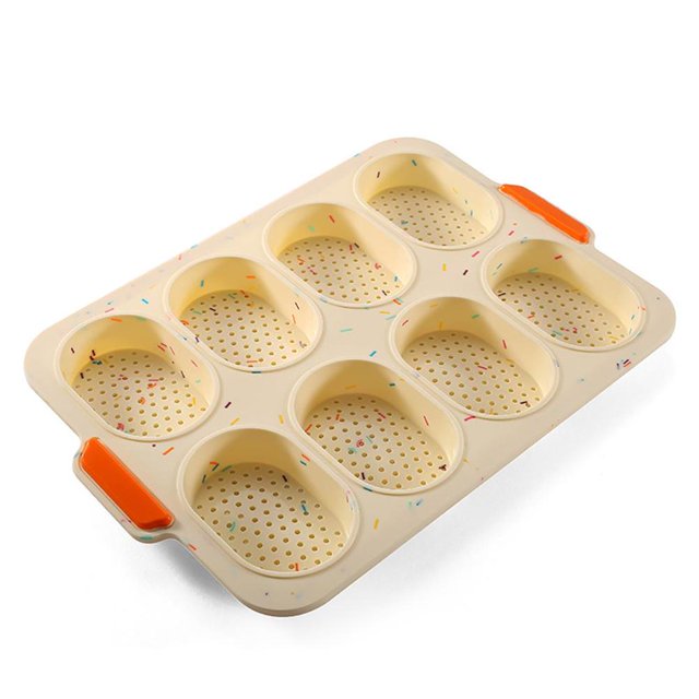 Silicone 8 Cavities Oval Shape Cake Mold DIY Perforated Cake Baking Mould Kitchen Baking Tool