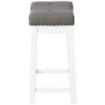 Angel Line Cambridge bar stools, 24" Set of 2, White with Gray Cushion