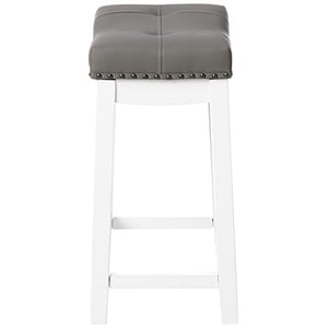 Angel Line Cambridge bar stools, 24" Set of 2, White with Gray Cushion