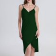 thumbnail image 1 of Ladies Sling Midi Dress Asymmetric Solid Color Slim Fit Backless Vacation Outfit, 1 of 7
