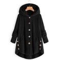 thumbnail image 1 of Veste pour Femme Mode à Boutons en Laine Duveteuse à Capuche Coupe Ample Hiver Chaleur Grande Taille, 1 of 1