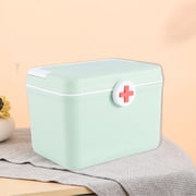Vadktai First Aid Box Organizer Empty 8" Vintage First Aid Kit Tin Metal Medical Box - First Aid Storage Box Container Bins with Dividers, Removable Tray and Cross Logo