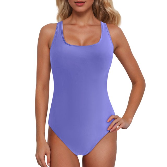 Women's Athletic Racerback Swimsuit - Color Block Boyleg Bathing Suit - Removable Padding - Nylon/Spandex - S-XXL - Lap Swimming