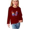thumbnail image 2 of RXIRUCGD Chemises à Manches Longues pour Filles, Col Rond Mignon, Blouses Décontractées Élégantes (Vin, Taille : 7 Ans), 2 of 5