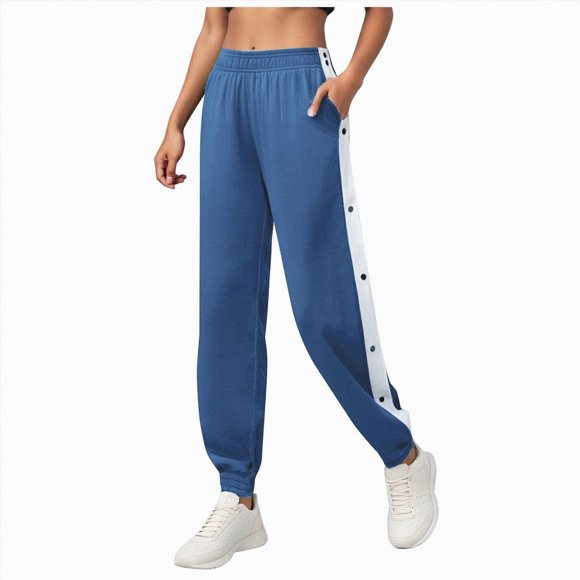 JUMEYU Track Pants Women Long Women's Casual Wide Leg Sweatpants High Waist Baggy Pants Drawstring Athletic Pants with Pockets (Navy,M)