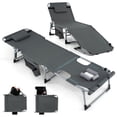 thumbnail image 1 of Gymax Outdoor Folding Chaise 5-Position Lounge Chair w/ Face Hole & Adjustable Footrest Gray, 1 of 10