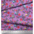 thumbnail image 2 of Soimoi Purple Polyester Crepe Fabric Insect,Bird & Floral Artistic Printed Craft Fabric by The Yard 52 Inch Wide, 2 of 3