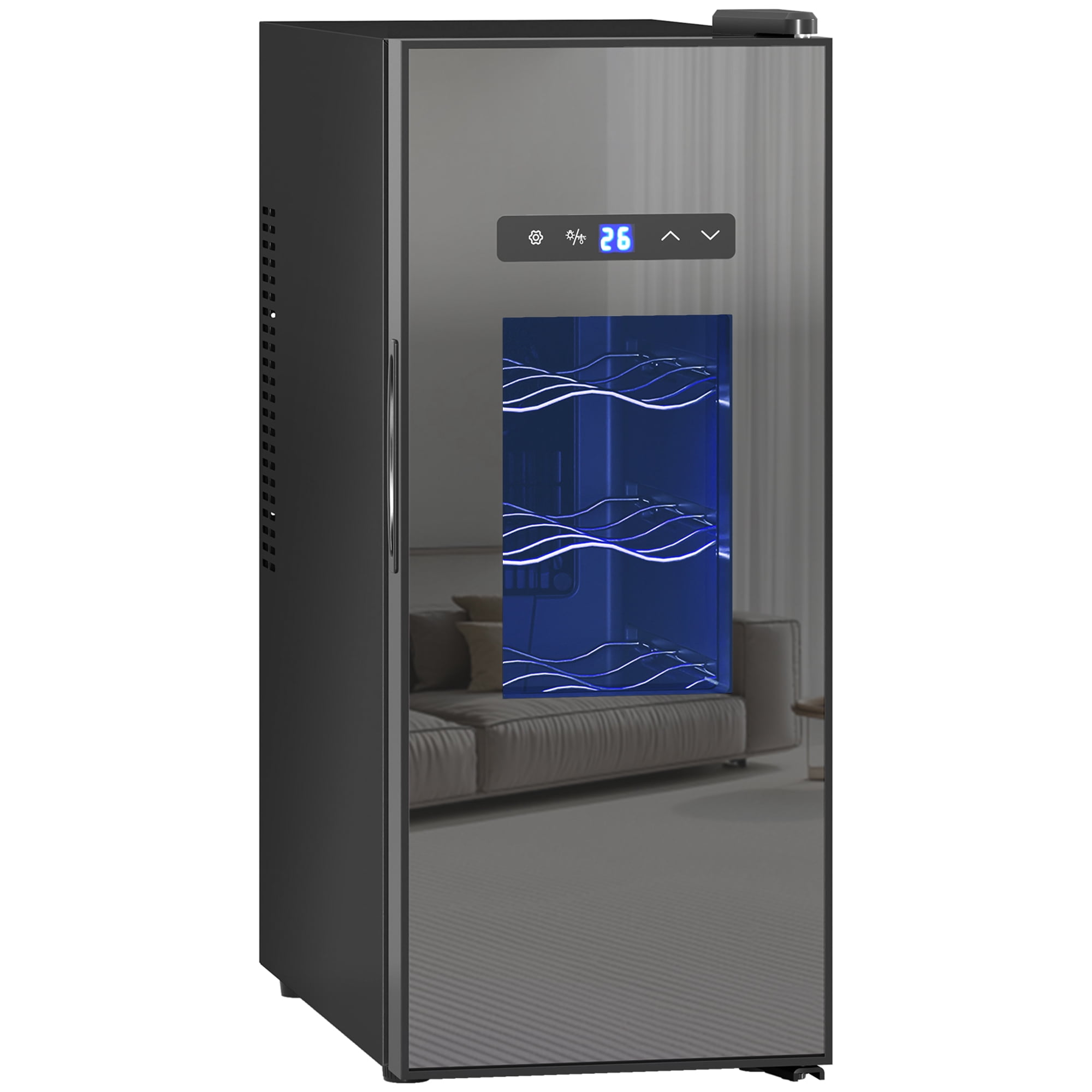 HOMCOM Wine Cooler, 12 Bottles Beverage and Wine Fridge with Glass Door