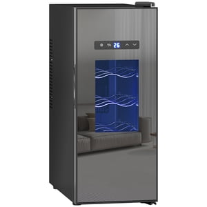 HOMCOM Wine Cooler, 12 Bottles Beverage and Wine Fridge with Glass Door