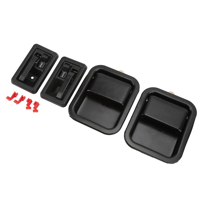 Ch135206, Poignée de Porte Extérieure Intérieure en Alliage d'Aluminium 4PCS Anti-Rouille Terne Noir pour le Remplacement de Voiture pour TJ 1997-2004