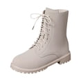 thumbnail image 1 of White Ankle Boots For Ladies Side Zipper Round Toe Low Heel Fall Winter Short Boots Comfortable For Daily Wear And Casual Occasions Size 39, 1 of 9