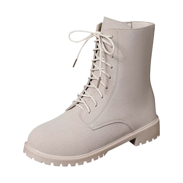 White Ankle Boots For Ladies Side Zipper Round Toe Low Heel Fall Winter Short Boots Comfortable For Daily Wear And Casual Occasions Size 39