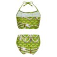 thumbnail image 2 of TiaoBug Girls 2 Pcs Mermaid Bikini Sets Shiny Halter Ruffles Crop Top with Triangle Brief Bathing Suit Tankini Green A 140, 2 of 5