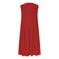 thumbnail image 4 of Ovzne Robes d'Été pour Femmes Robe pour Femme Robe Unie en Coton et Lin Texture Sans Manches Mi-Longue Robe Grande Taille Liquidation, 4 of 5