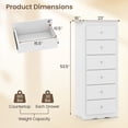 thumbnail image 3 of Gymax 6 Drawer Dresser Tall Wooden Chest of Drawers w/ Metal Drawer Guide Rails White, 3 of 7