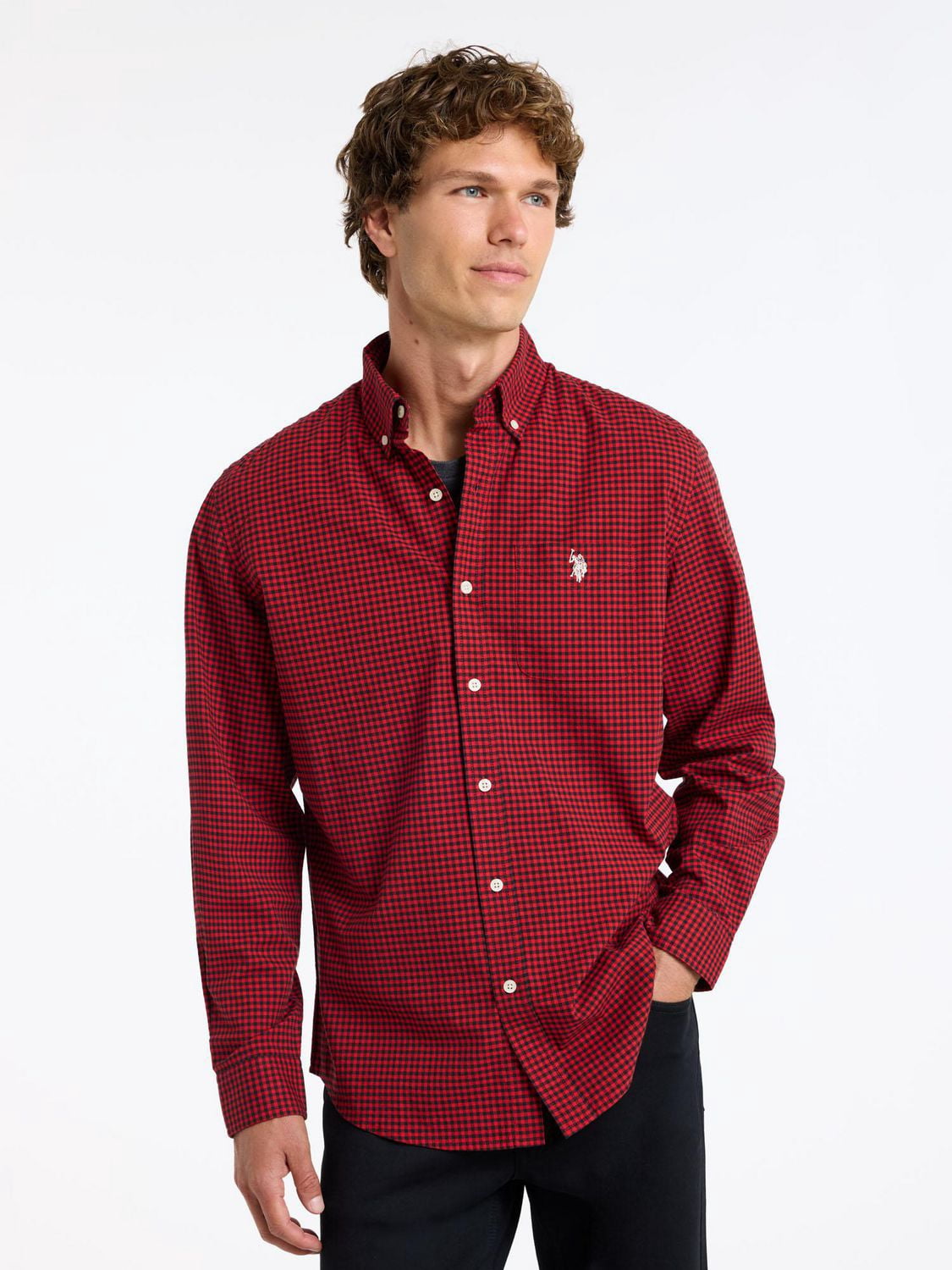 U.S. Polo Assn. Men's Madras Stretch Button-Down Shirt