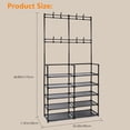 thumbnail image 3 of SortWise Shoe Rack, 5 Tier Entryway Shoe Storage Tower Organizer with Top 8 Hooks, 15-20 Pairs Space Saving Shoe Shelf Coat Hat Rack, Black, 3 of 8