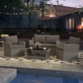 thumbnail image 4 of Costway 4 PCS Patio Furniture Set with 2 Rattan Chairs Loveseat Coffee Table Cushions Gray, 4 of 10