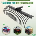 thumbnail image 1 of BeesClover Tow Behind Landscape Tractors Rake with 21 Steel Coil Tines, 2 Pack Width Expander with Heavy Duty Steel Tines, Quick Mount for Clearing Brush, 1 of 6