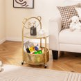 thumbnail image 4 of Gymax 2-Tier Mobile Glass Coffee Table w/ Bear Pattern Storage Basket Transparent & Golden, 4 of 10