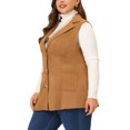 thumbnail image 4 of Agnes Orinda Veste Sans Manches pour Femme Grande Taille, Revers Cranté, Décontractée Utilitaire, Veste en Suède 4X Brun, 4 of 7