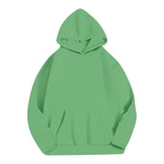 aohooy Womens Long Sleeve Hoodies Hooded Sweatshirt Shirt Fall Winter Basic Solid Color Plain Pullover Sweater Hoodie with Pocket Green,XL