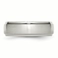 thumbnail image 3 of Stainless Steel Ridged Edge 7mm Brushed and Polished Band Ring 12 Size, 3 of 5