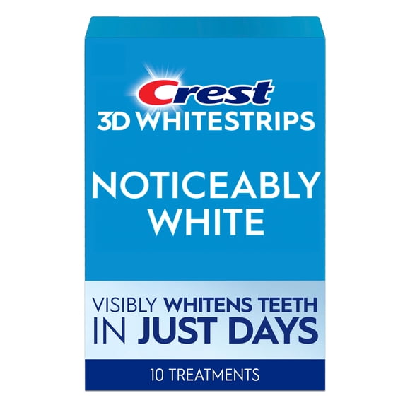 Crest 3D Whitestrips Noticeably White At-Home Teeth Whitening Kit, 10 Treatments, Visibly Whitens Teeth in Just Days