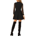 thumbnail image 3 of INSPIRE CHIC Women's Tie Neck Ruffled Mesh Long Sleeve Mini Dress Black S, 3 of 6