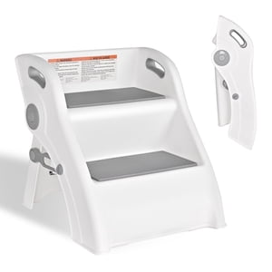 Tabouret d'étape pliant pour tout-petit, antidérapant 2 Étape Tabouret d'entraînement pour enfants Échelle avec serrure de sécurité pour pot et lavabo de salle de bains, aide-tool de cuisine