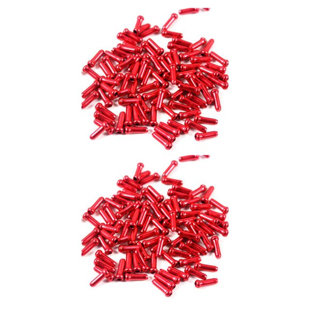 QualitChoice Pack de 50 Fils de Frein de Vélo de Montagne Queue Capuchons de Remplacement Dérailleur Ligne Protection Couvre Manches Se Termine le Cyclisme Rouge 2Set