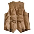 thumbnail image 2 of Mens Gentlemens Plays Suede Retro V Neck Solid Color Pocket Button Leather Vest Vest, 2 of 5