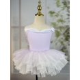 thumbnail image 1 of XDZJLR Girls Rompers Kids Summer Solid Color Suspender Dance Training Dress Children's Performance Puffy Dress Outfit Purple 5-6 Years, 1 of 5