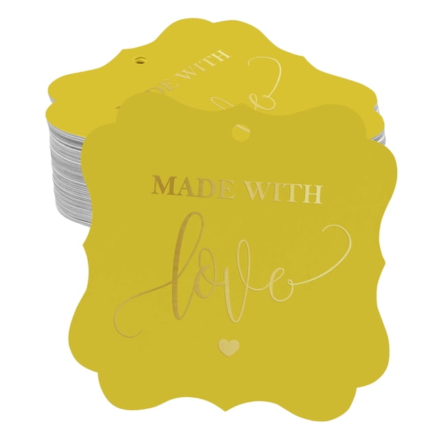 Inkdotpot Real Gold Foil Made With Love Wedding Tags Favor Bracket Shape Hang Pack Of 50 Paper Tags