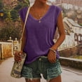 thumbnail image 2 of MIASHUI Débardeurs Décontractés pour Femmes Tendance à Col en V Sans Manches Coupe Ample, Violet, TTG, 2 of 4