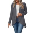 thumbnail image 1 of tarylea Hauts pour Femmes Tendance Col Rabattu Ourlet Irrégulier Cardigan Manches Longues Tunique Uni Décontractée Ample Hauts d'Automne, 1 of 8