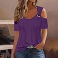 thumbnail image 2 of Timegard Womens Plus Size Tops Eyelet V-Neck Short Sleeve Cold Shoulder Summer Dressy Casual Tunic Tops, 2 of 6