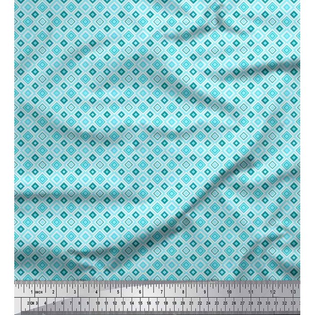 Soimoi Cotton Cambric Fabric Check & Geometric Decor Fabric Printed Yard 42 Inch Wide