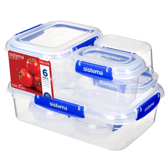 Kit de démarrage de récipients de conservation alimentaire Sistema KLIP IT PLUS, 2 x 180 ml, 2 x 400 ml, 1 x 1 l, 1 x 2,2 l, 6 unités