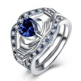 thumbnail image 1 of Kcodviy Blue Three Layer Holding E Ring The Heart Ring Engagement Rings for Women Men Wedding Ring Set for Women Exquisite Ring Size 5 Rings Set for Women To 12, 1 of 9