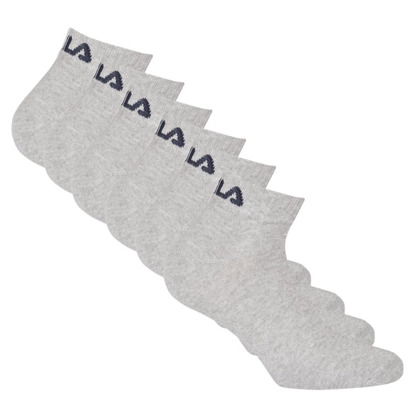 FILA unisex quarter socks, 6-pack - short socks, training, sport, logo (2x 3 pairs) Grey 39-42 (6-8 UK)
