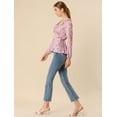 thumbnail image 4 of INSPIRE CHIC Blouse à Volants pour Femme à Col en V, Fleurie, à Nouer Soi-Même, Portefeuille, Haut Péplum, Rose, TP, 4 of 6