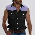 thumbnail image 2 of Sentmoon Tank Tops for Men Summer Sleeveless Lapel Men Undershirts Color Block with Pockets Relaxed Fit Oversized Breathable Compression Shirt Men Hawaiian for Layering Under Shirts S, 2 of 6