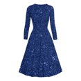 thumbnail image 4 of Offre Limitée Iumwxz Robe à Manches Longues Col en V pour Femmes Robe Tunique Robe de Performance Robe Imprimée Brillante Robes Longues pour Femmes Robe Ample Fluide pour la Rue, 4 of 4